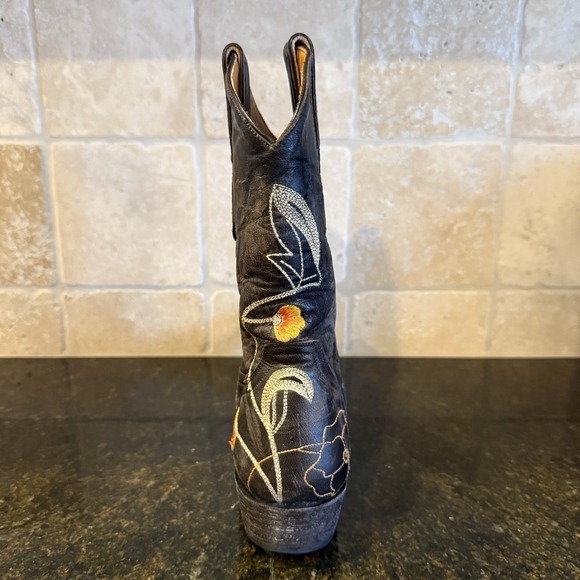 Old Gringo Marsha Short Cowboy Boots 8.5B Brown Leather Orange Embroidered - Picture 8 of 14